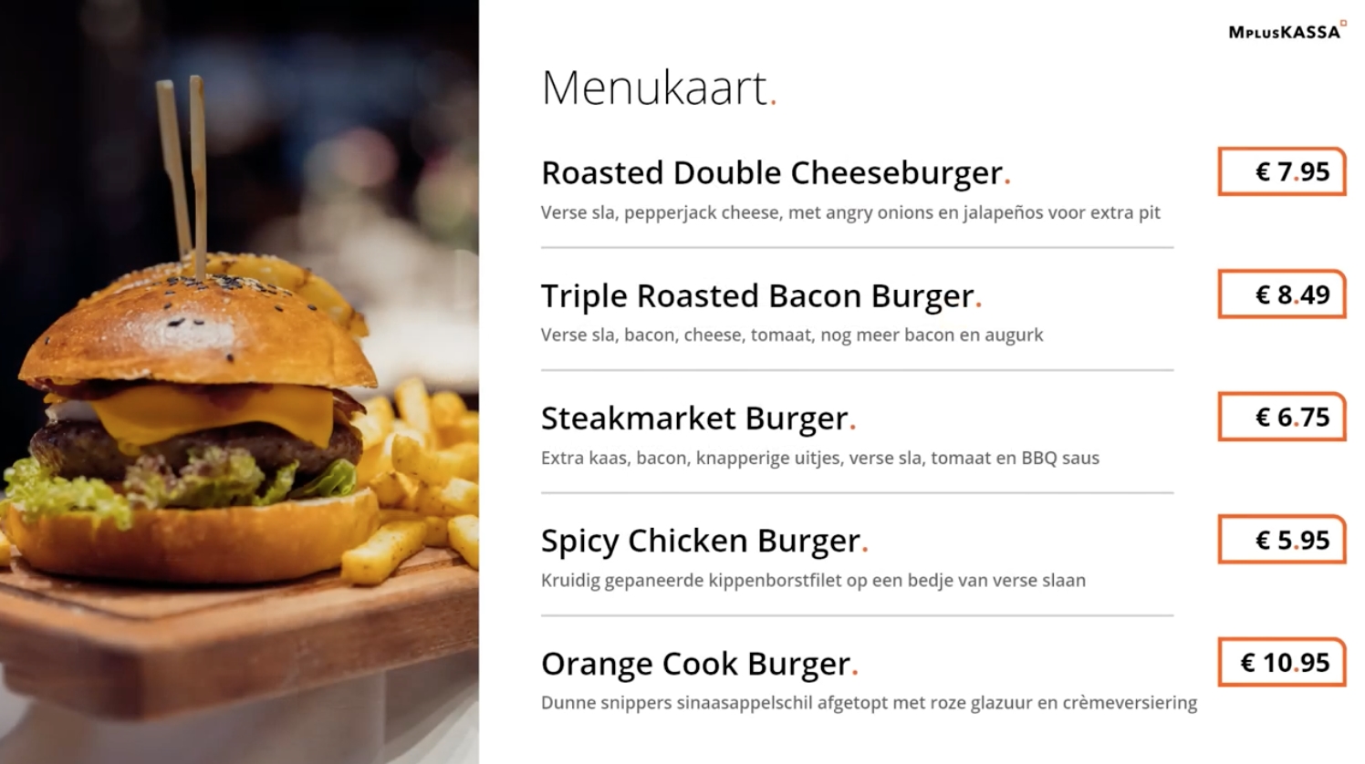 Zo werkt de digitale menukaart app voor MplusKASSA gebruikers
